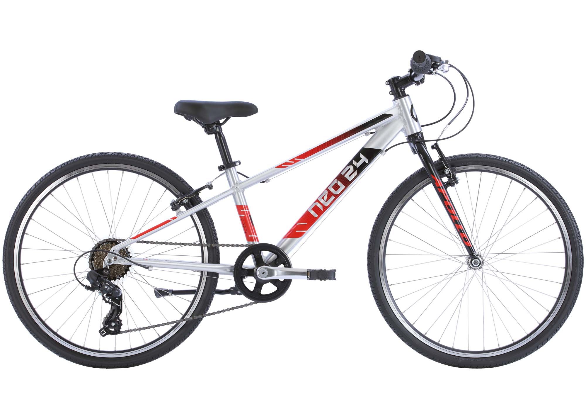 Велосипед 24" Apollo NEO 7s boys Brushed Alloy / Black /Red Fade