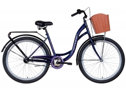 Велосипед 26 Dorozhnik AQUAMARINE з багажником, без кошика 2024 темно-фіолетовий, розмір - 17