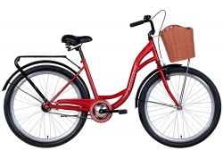 Велосипед 26 Dorozhnik AQUAMARINE з багажником, без кошика 2024 бордовий, розмір - 17