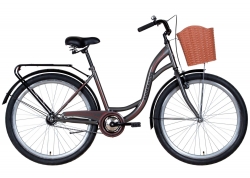Велосипед 26 Dorozhnik AQUAMARINE з багажником, без кошика 2024 сірий, розмір - 17